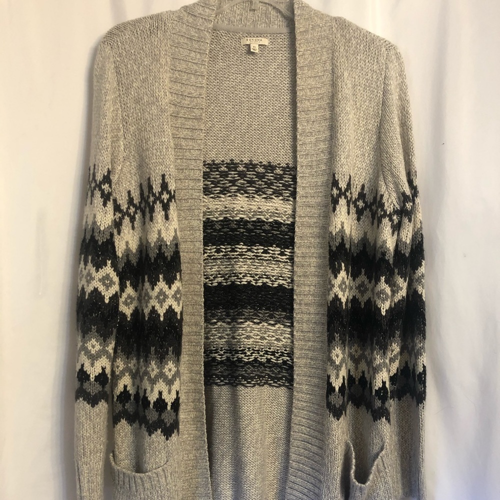 Sonoma open front argyle sweater with pock…